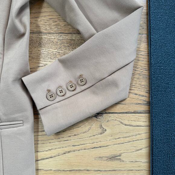 RD Style Ponte Knit Single Breasted Tailored Blazer Stretch Camel Women SZ M - Picture 3 of 6